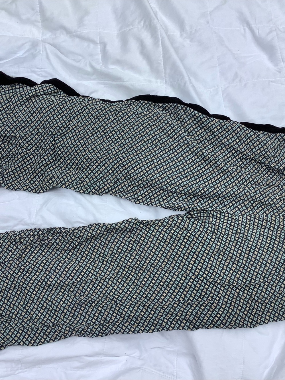 Matty M Black, Cream, Blue Scalloped Edge Patterned pants